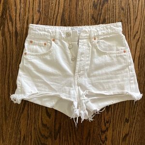 High rise white zara jean shorts